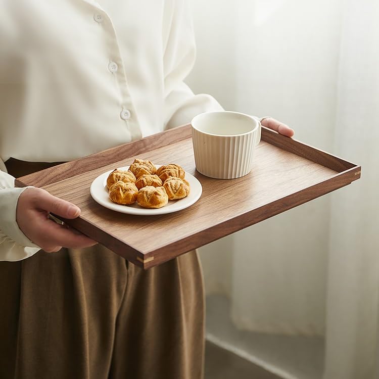 Bandeja Decorativa De Madera, Bandeja Rectangular para Té, Bandeja para Juego De Té Doméstico, Bandeja para Postres, Bandeja De Almacenamiento, Bandeja para Alimentos..Medium
