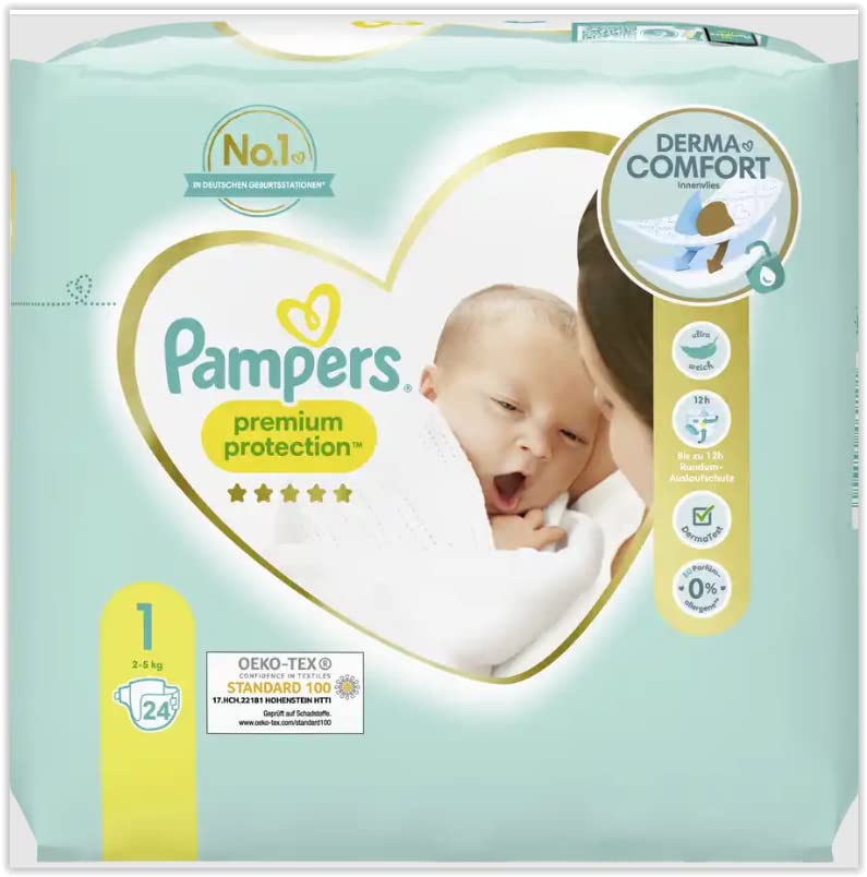 Pampers Pampers Premium Protection - Pannolini, taglia 1, 24 pannolini da 2 kg a 5 kg, il miglior comfort e protezione...