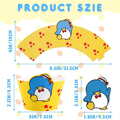 Grusemi 48 Pcs Hello Cartoons Anime Cake Decorations Cupcake Toppers Cupcake Wrappers Set With 24 Pcs Cupcake Toppers, 24 Pcs Cupcake Wrappers For Theme Birthday Party Supplies Favor #TOP3