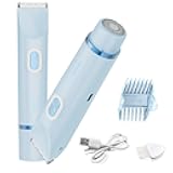 Bikini Trimmer for Women,2-in-1 Electric Razors for Womens with Painless Ceramic Blades,Waterproof Wet & Dry Use,Rechargeable Dual Head Electric Shaver for Pubic Legs Underarm Face Hairs& Body