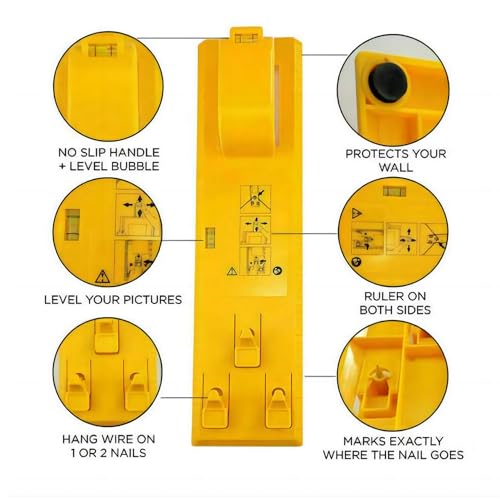 Image of Picture Hanging Tool for Easy Making Position Frame Wall Hanger Photo Hanging Kit Level Ruler for Clock, Mirrors, Artworks, Photos