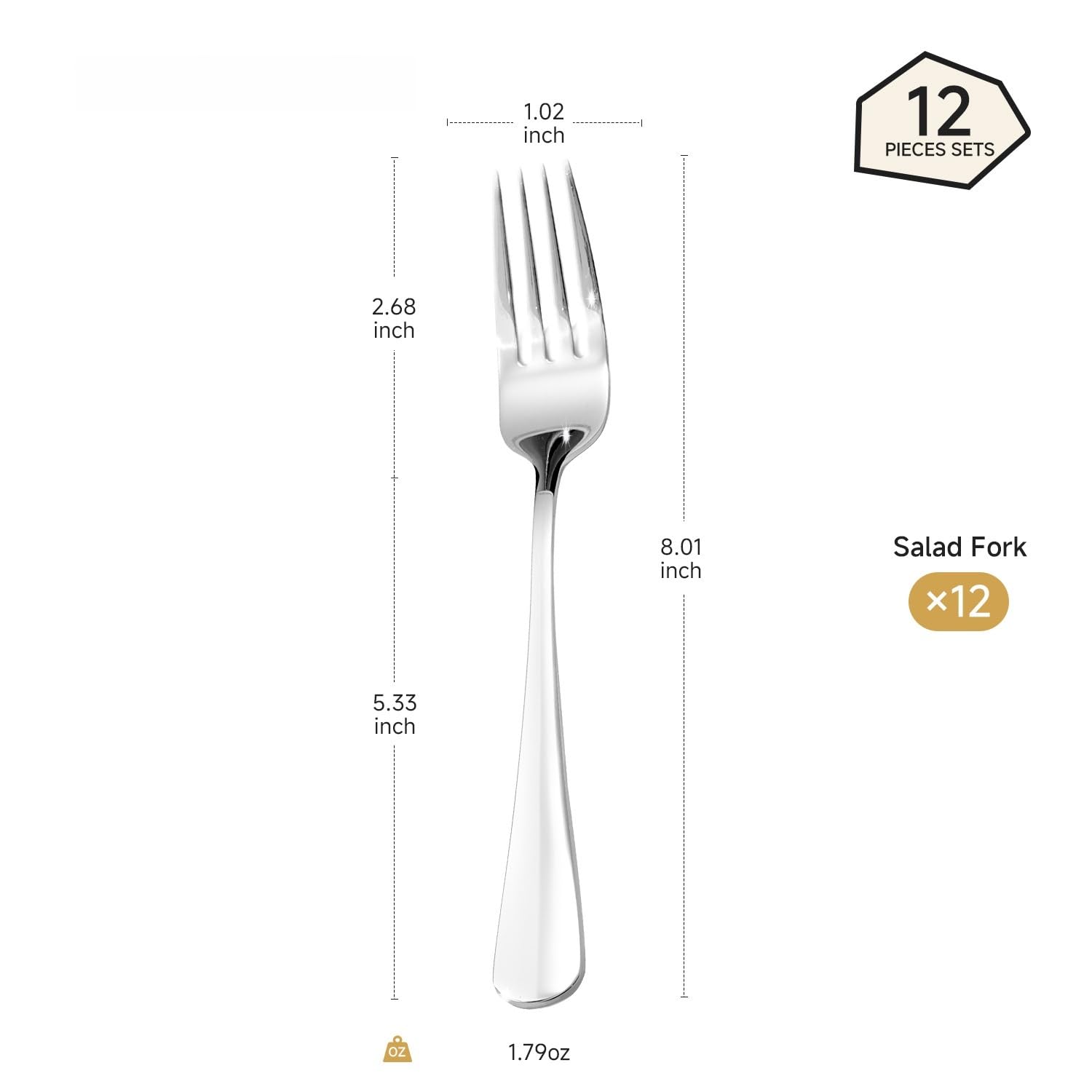 HIKAA 12-Piece Dinner Forks Set, 8-Inch 18/10 Stainless Steel Forks, Mirror Polished Dishwasher Safe Silverware Forks for Home, Restaurant, Party — Amazon image 2