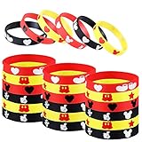Mickey Mouse Party Favor, 24Pcs Mickey Themed Party Silicone Rubber Bracelet Wristbands Ideal for Mickey Mouse Birthday Party Supplies