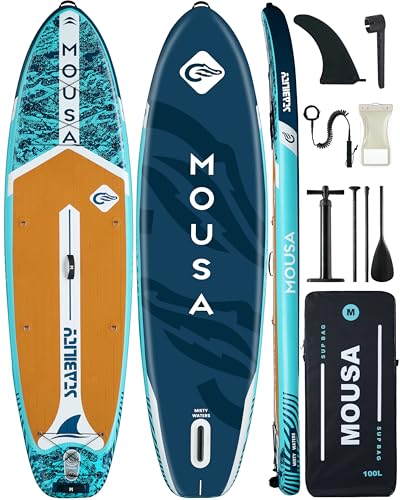 MOUSA 10&lsquo;8/11'&times;35' Extra Wide Inflatable Stand Up Paddle Board, Stable Paddleboard SUP for 2...