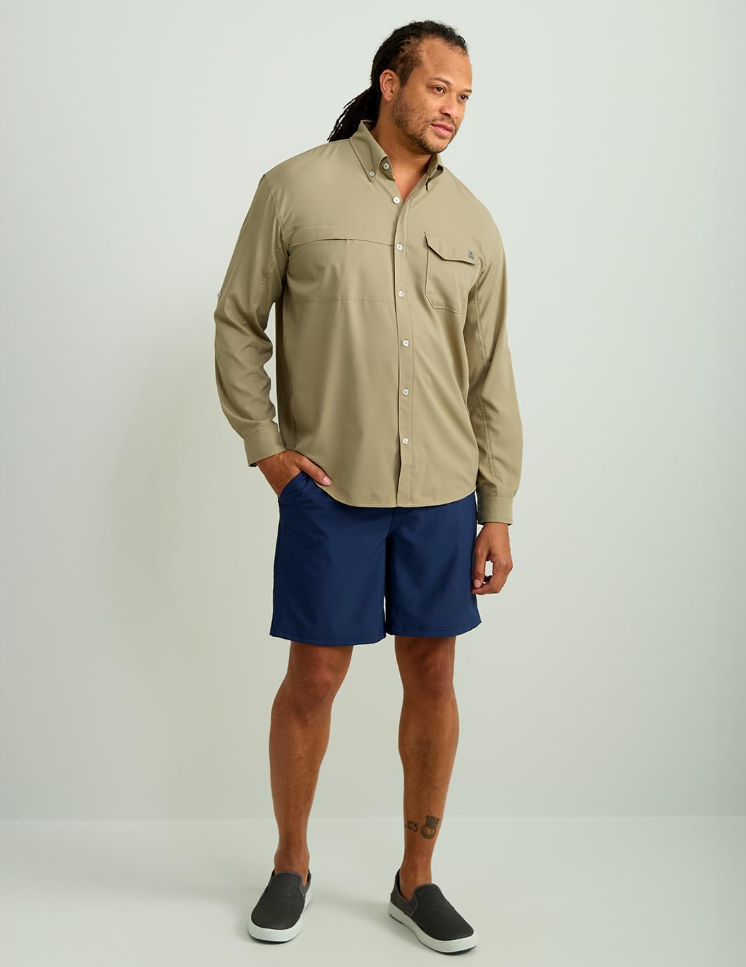 HUK - Men's Tide Point Long Sleeve Shirt, Fishing Button Down, Overland Trek, Large - Image 3