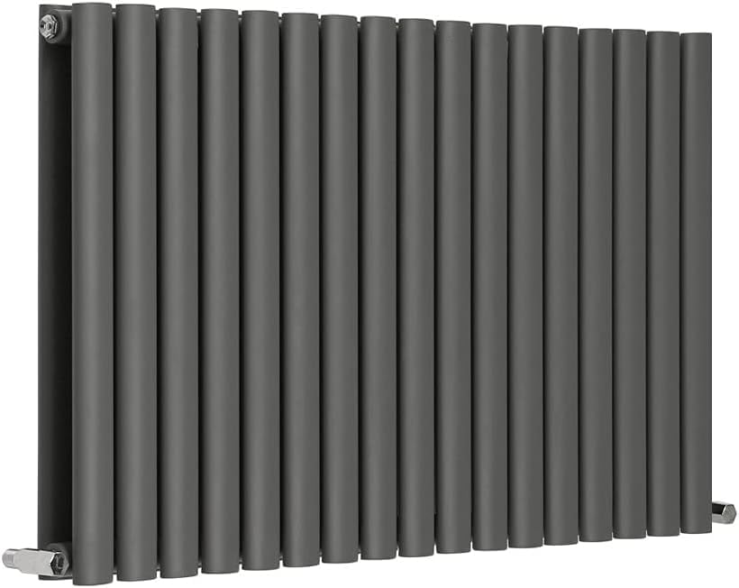 LOORA Horizontal Column Anthracite Radiator Oval Double Designer Radiator 600X1003mm - Central Heating Interior Design - Stylish Home Heating Solution