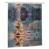 Pidgazdfgv Duschvorhang-Set mit Weihnachtsbaum-Schnee-Stoff, Badezimmer-Dekor-Haken, 152,4 x 183,9 cm, strapazierfähig, Geschenk