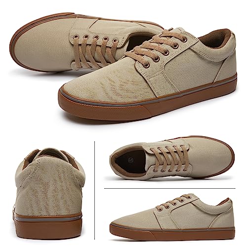 Image of BENPAO Mens White Casual Shoes All Black Fashion Sneakers for Men Low Top Lace Up Canvas Shoes