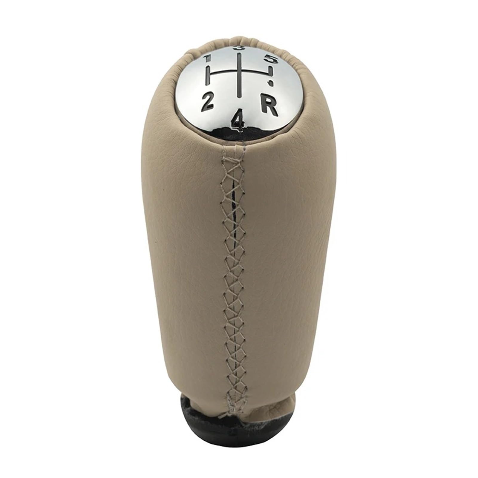 SAUANMNKTP Gearshift Knob for Scenic II 2003-2006 Gear Shift Knob Lever Shifter Gaiter Boot Cover(Chrome Cap Beige)