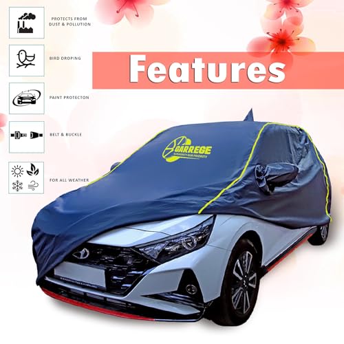 Image of Waterproof Car Body Cover Compatible with Kia Seltos 2026 Model with Mirror & Anteena Packets Dust Proof & Belt with Elastic All Weather Protection Navy Blue Colour Custom Fit.