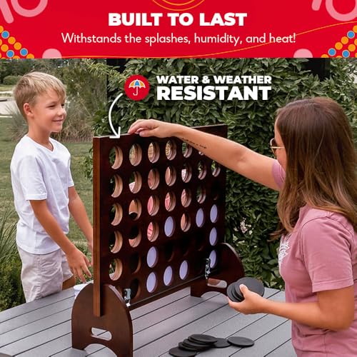 SWOOC Games - Giant Four in a Row (All Weather) With Carrying Case & 60% Quieter Design - Connect 4 for Outdoor, Yard, and Backyard - Kids and Adults4