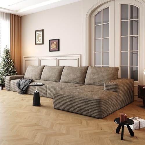 Image of 96 inch Sectional Couches for Living Room Cloud Couch Sofa with L-Shape Upholstered Boneless Couchs Modern Modular Sectional Couch with Chaise