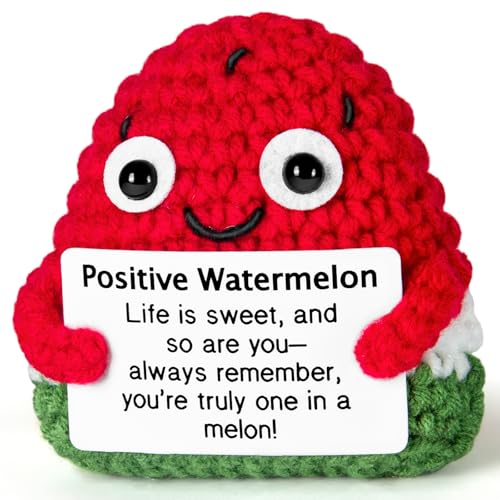 Emotional Support Crochet, Positive Crochet Watermelon, Encouragement Gifts for Women Men Birthday Christmas Self Care Friends Coworkers Relaxation Gi