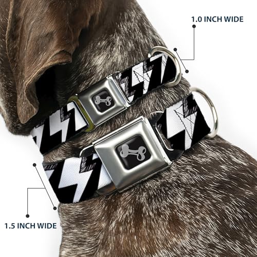 Collier pour chien motif éclair Buckle Down noir blanc réglable os - 3