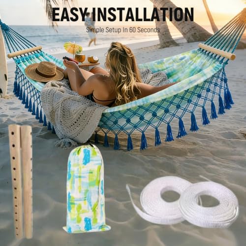 LNWQSQR Portable Hammock,Bohemian Hammock,Rope Hammock,Suitable,Yard, Beach, Backyard,Garden (Blue, 79 * 59) by LNWQSQR - Used condition - Image 7