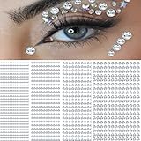 1799PCS Face Jewels Face Gems Hair Rhinestone Decorations Gem Stickers Hair Gem Stamper Hair Jewels 3D Self Adhesive Silver Diamond Stickers Crystal Stickers for Makeup Face Eye Hair DIY Adsorted Size