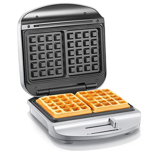 Fohere Waffle Maker Belgian 1000W, 2 Slice Waffle Iron With Browning Control, Nonstick Plates, Indicator Lights, Cord-Storage #TOP20