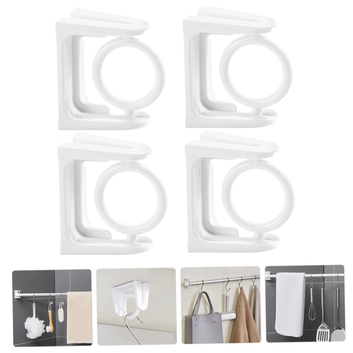 Cabilock 20 Pcs Crochet Rond Support De Tringle À Rideau De Supports De Tringle À Rideau Supports De Tringle À Draperie Circulaires sans Perçage Supports De Tringle À