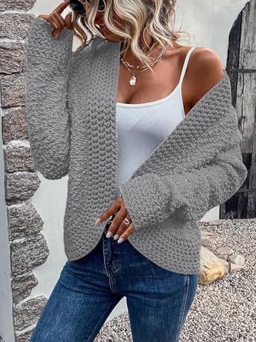 Image of PRETTYGARDEN Open Front Fall Lightweight Cardigan Sweaters for Women Trendy 2025 Popcorn Knit Cardigans Cute Sweater
