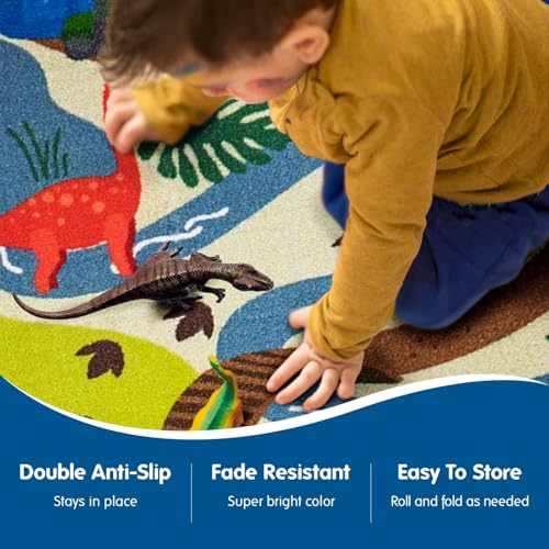 Image of Booooom Jackson Kids Dinosaur Rug, 4'11 inchx6'7 inch Play Mat
