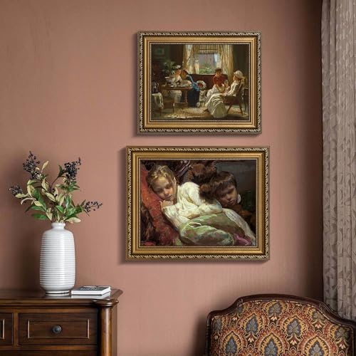 5x7 Gold Picture Frames: Wall Hanging Frame for 5 by 7 Pictures Painting Artwork Display, Vinatge 7x5 Photo Frames for Living Room Office Wall Decor — view 5