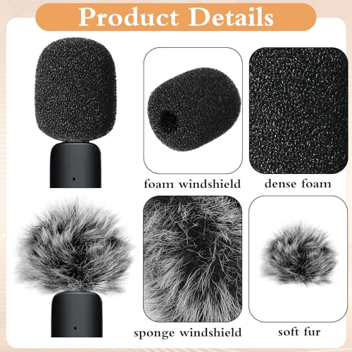 4 Set Mini Schaumstoff Mikrofon Windschutz & Fellüberzug, Lavalier Hochdichte Headset Mikrofon Abdeckungen zur Geräuschreduzierung