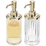 seifenspender messing gold STILVOLLER SPENDER: Dieses Seifenspender Set eignet sich ideal für Handseife, Lotion, ätherische Öle usw. und fügt sich mit seinem klassischen Design sowie gerilltem Korpus in jeden Raum mühelos ein.