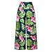 Lime Green Women Faux Gauze Linen Pants Beach Lounge Pants for Women Floral Graphic Loose Fit Hawaiian High Leg Flared Wide Leg Summer Fall Pants 2026 Clothing XXL