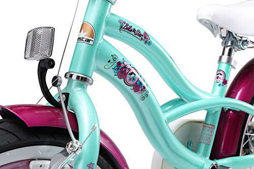 Bikestar Safety Sport Kids Bike Bicycle With Sidestand For Age 4 Year Old Children | 16 Inch Cruiser Edition For Girls | Mint & Pink #TOP5
