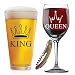 [Launch Price] King Queen - Funny Gift Glasses Set With FREE Bottle Opener - Beer Glass and Wine glass - Perfect for Wedding, Anniversary, Birthday, Engagement - With Unique Gift Box by Desired Cart