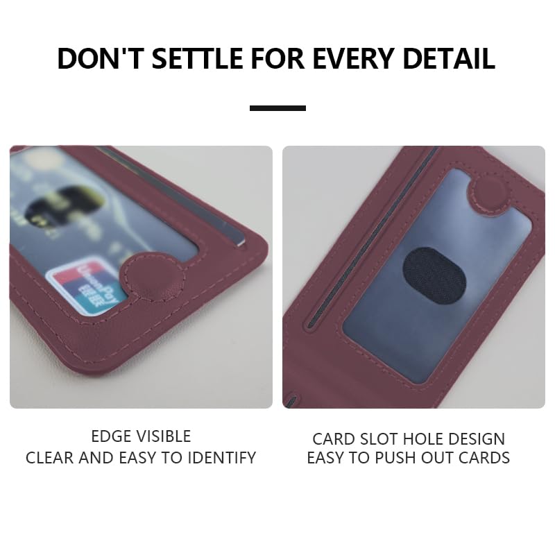 Image of ClickCaseBifold MagSafe Wallet, Minimalist Wallet with Stand, Magnetic Closure Wallet for iPhone 16 /15 /14 /13 /12 Series, Card Holder, Vegan Leather (Wine RED)