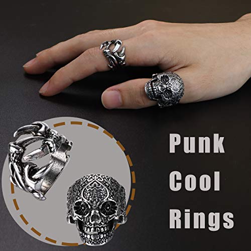 Fibo Steel 12 Pcs Vintage Punk Rings Octopus Dragon Snake Ring For Men Women Adjustable Cool Gothic Ring Set Jewelry #TOP3