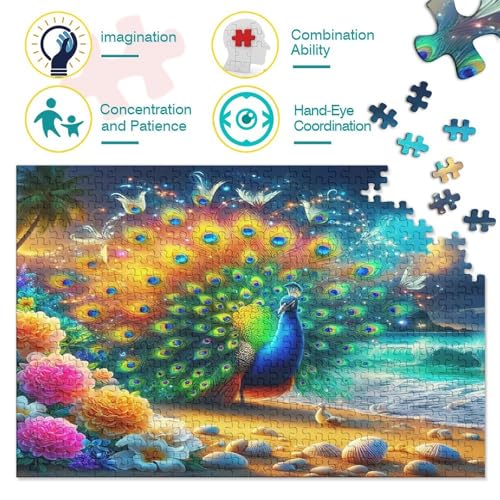 Puzzle de 1000 piezas de cartón premium con ajuste perfecto y diseño sofisticado de pavo real 3