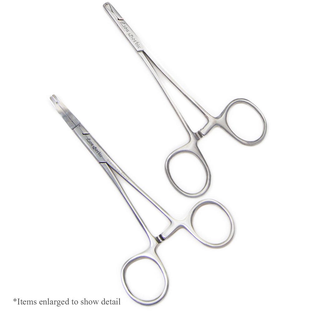 Dermal Piercing and Ring Pliers Kit - 2 Dermal Forceps and 2 Ring Pliers Pouch Included