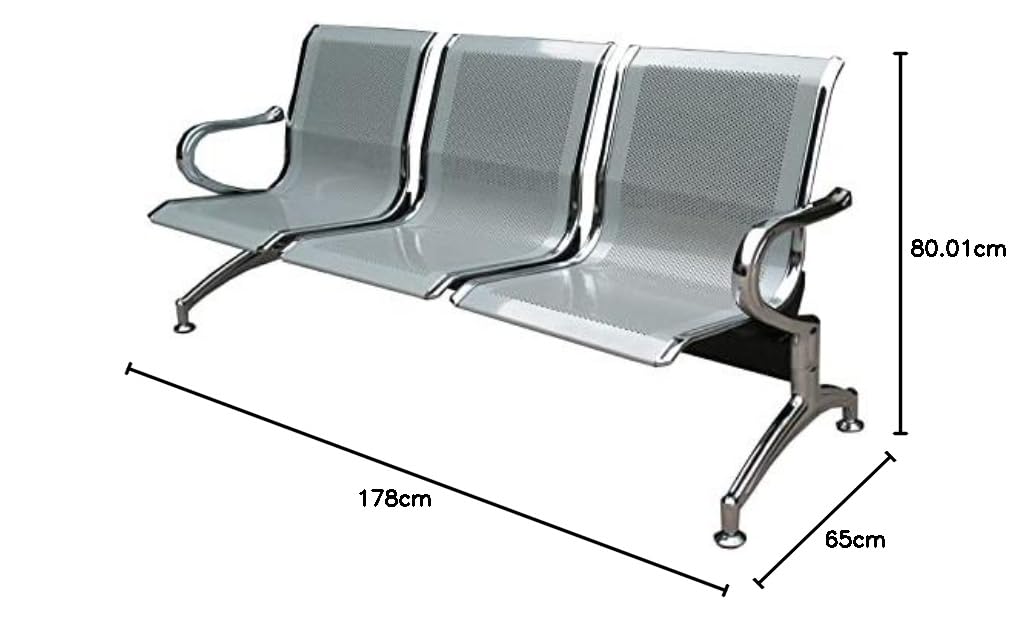 F.T - Banc pour salle d’attente en métal, 3 places, pour bureau