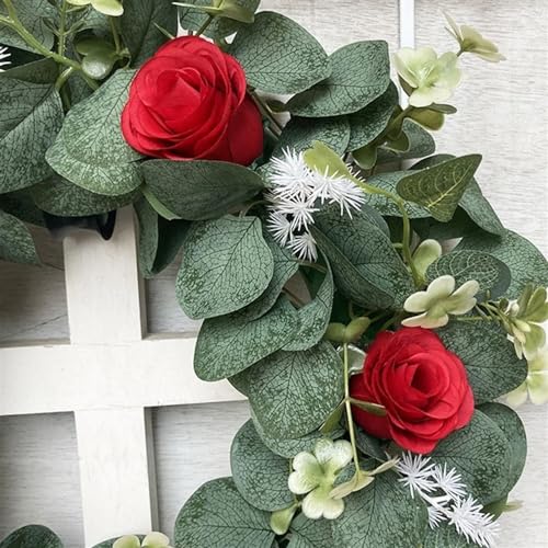 Couronne de fleurs de Noël pour porte extérieure lot de 2 pièces