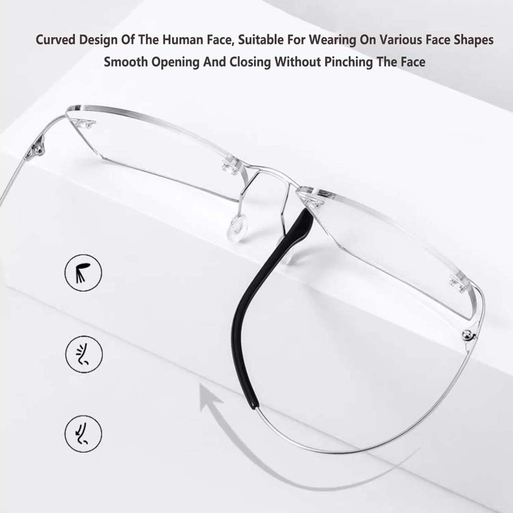 WZX Gafas de Lectura de vanguardia sin Marco Gafas de Lectura antifatiga ultraligeras Gafas de computadora Gafas de Lectura para Ancianos sin Marco para Hombre Luz Anti-Azul multifocal