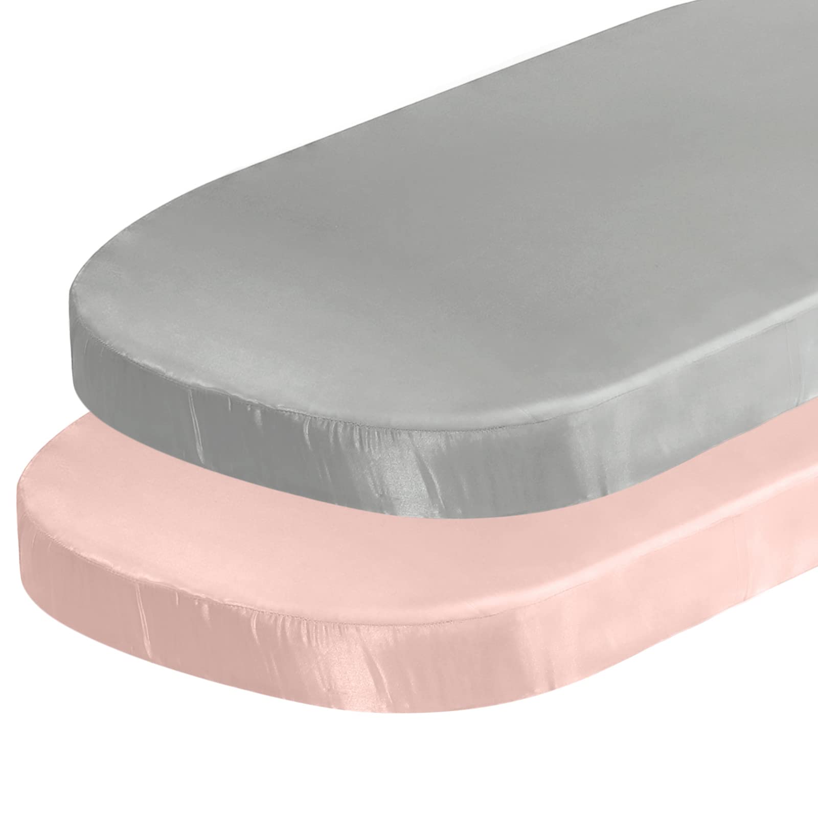 SiinvdaBZX Lot de 2 draps de berceau en satin pour cheveux de bébé, draps-housses doux et soyeux pour matelas de berceau en sablier, ovale et rectangulaire (gris clair et rose)
