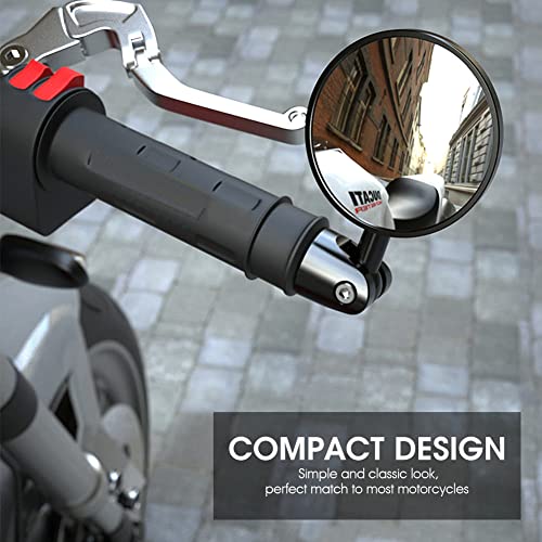Image of Miwings Aluminium Alloy Motorcycle Rear Outside Mirrors - Round Adjustable Upto 180 Degree Bar End Side Mirror Suitable For (Pack Of 2) For Yamaha Rx 100