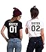 Produktbild Minetom Sommer Mädchen Best Friends Sisters Paar T-Shirt Damen Sister Kurzarm mit Lustige Aufdruck Tops Kurzarm Rundhalsausschnitt Schwarz 01 DE 36