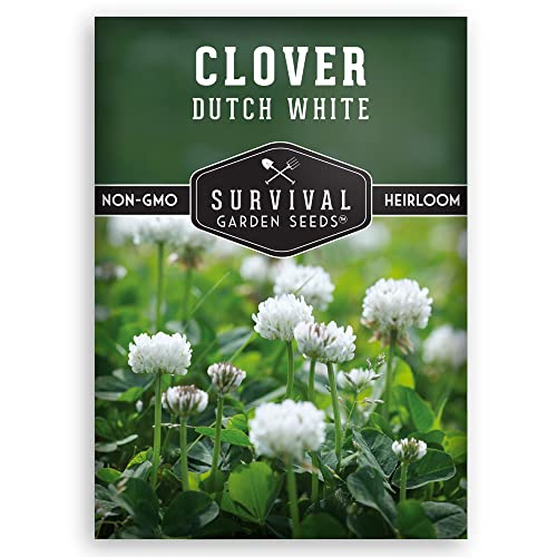 Survival Garden Seeds 1 Pack Dutch White Clover Seeds for Planting - with Instructions to Grow White Clover as Ground Cover, Erosion Control or Cover Crop – Non-GMO Heirloom Seed