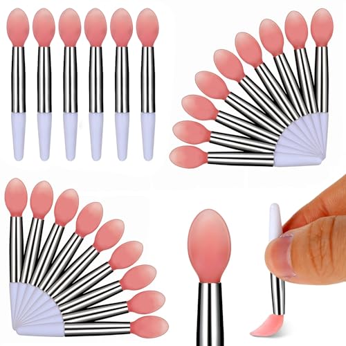 24 Pcs Silicone Lip Brush Set - Reusable Lipstick & Gloss Applicator Wands | Hygienic Makeup Tools for Lip Mask, Scrub & Balm, Cruelty-Free Pink Lip Care Brushes