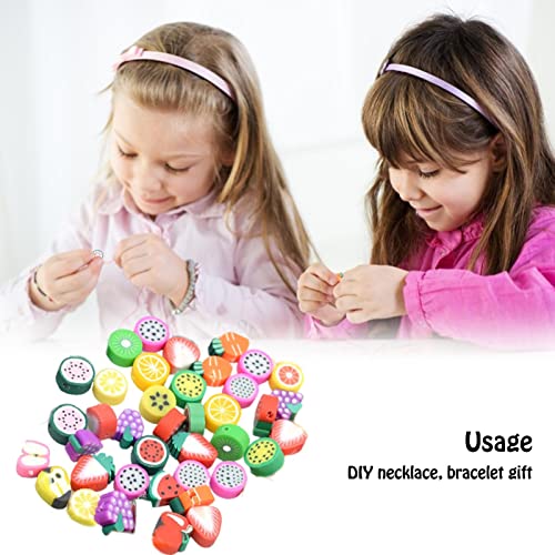 Kit de miçangas de argila multicores,Kit de fabricação de pulseiras de miçangas em forma de fruta |