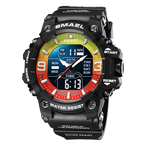 Montre de sport numérique étanche SMAEL 8049 pour homme actif look rouge vert