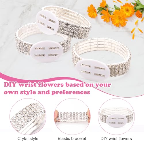 CrazyPiercing 6Pieces Wrist Corsage Supplies Elastic Pearl Wrist Bands Corsage Corsage Bracelet Wrist Bands DIY Wedding Wristband Pearl Wristband Corsage Accessory for Bridal Party Prom3