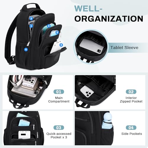 Image of Sisipoet Mini Backpack for Women, 2pcs Small Backpack for Ladies Bookbag Purse for Women with Handy Wallet and Luggage Strap, Black