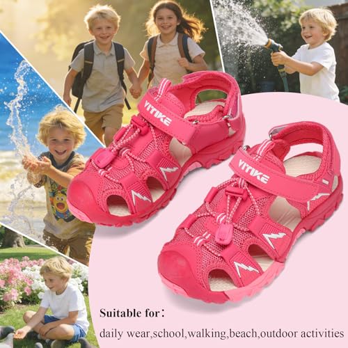 Image of JMFCHI Boys Girls Sports Sandals Summer Kids Closed Toe Outdoor Sandals Athletic Water Shoes Sandals Child Pool Beach Sandals Quick Drying Slip Resistant | Little /Big Kid,Comfortable lightweight,Non-slip soft sole,Hook-and-loop closure,Easy wear,Anti-collision toe,Daily casual