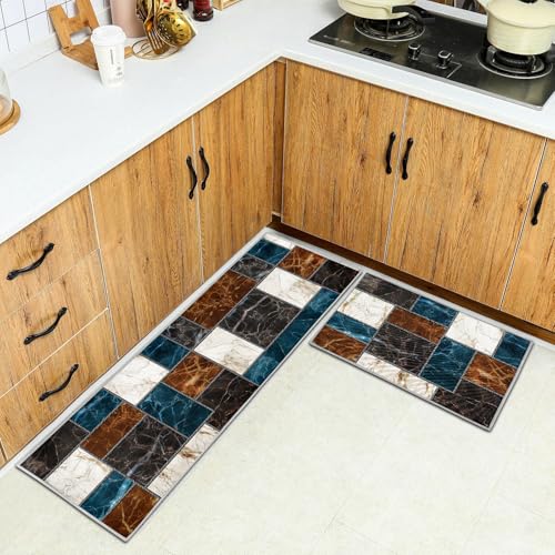 HSGLGNA Alfombra de cocina, 2 piezas, antideslizante, lavable, para cocina, pasillo, sala de estar, dormitorio, baño (estilo N, 40 x 120 cm (rectangular)