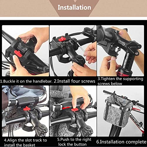 Zimfanqi Bike Basket, Quick Release Bicycle Handlebar Front Basket, Removable Small Pet Cat Dog Carrier, Detachable Cycling Picnic Bag For Commuting Shopping Camping, Max.bearing: 11Lbs #TOP4