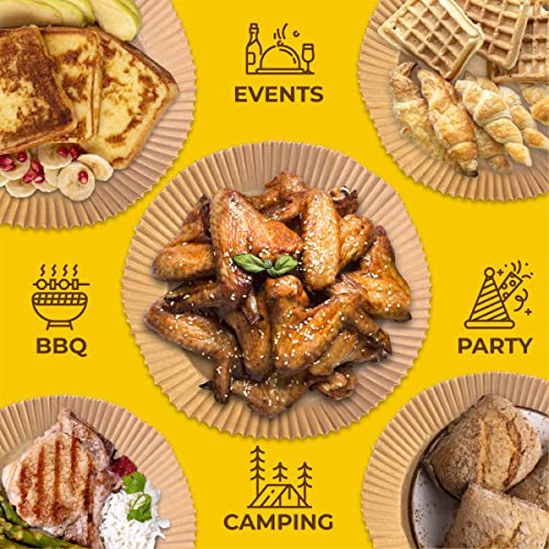 Dirrectliines 220 Pcs Large Air Fryer Disposable Paper Liner 7.9 Inch, 100 Disposable Gloves, 7 Inch Kitchen Tong, Parchment Paper For Baking And Roasting, Unbleached And Oil Proof, Brown, Aifrdpl #TOP6